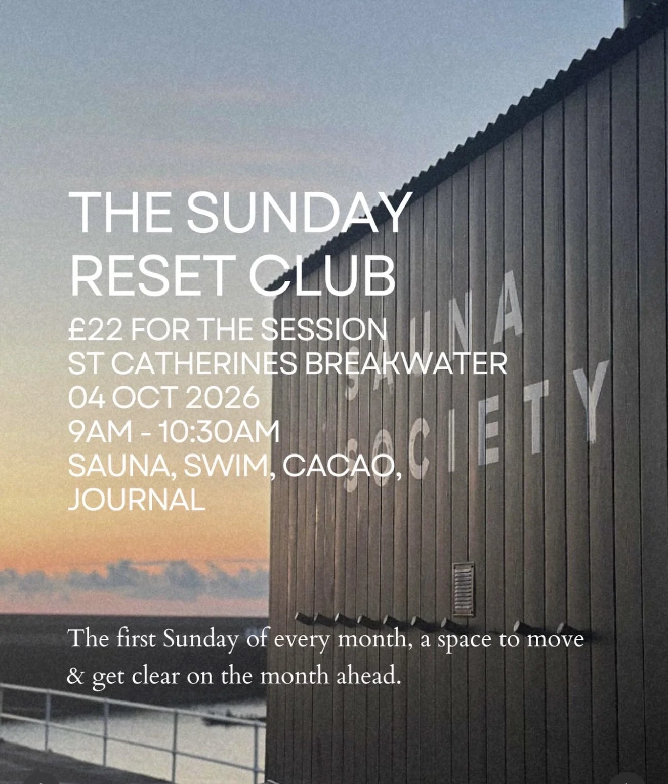 Sunday Reset Club 4th October SAUNA SOCIETY